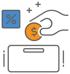 graphic of hand putting deposit into business credit builder account