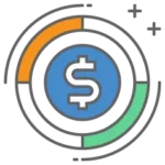 illustration of a dollar sign in a circle to define dollar-cost averaging during a bear market 