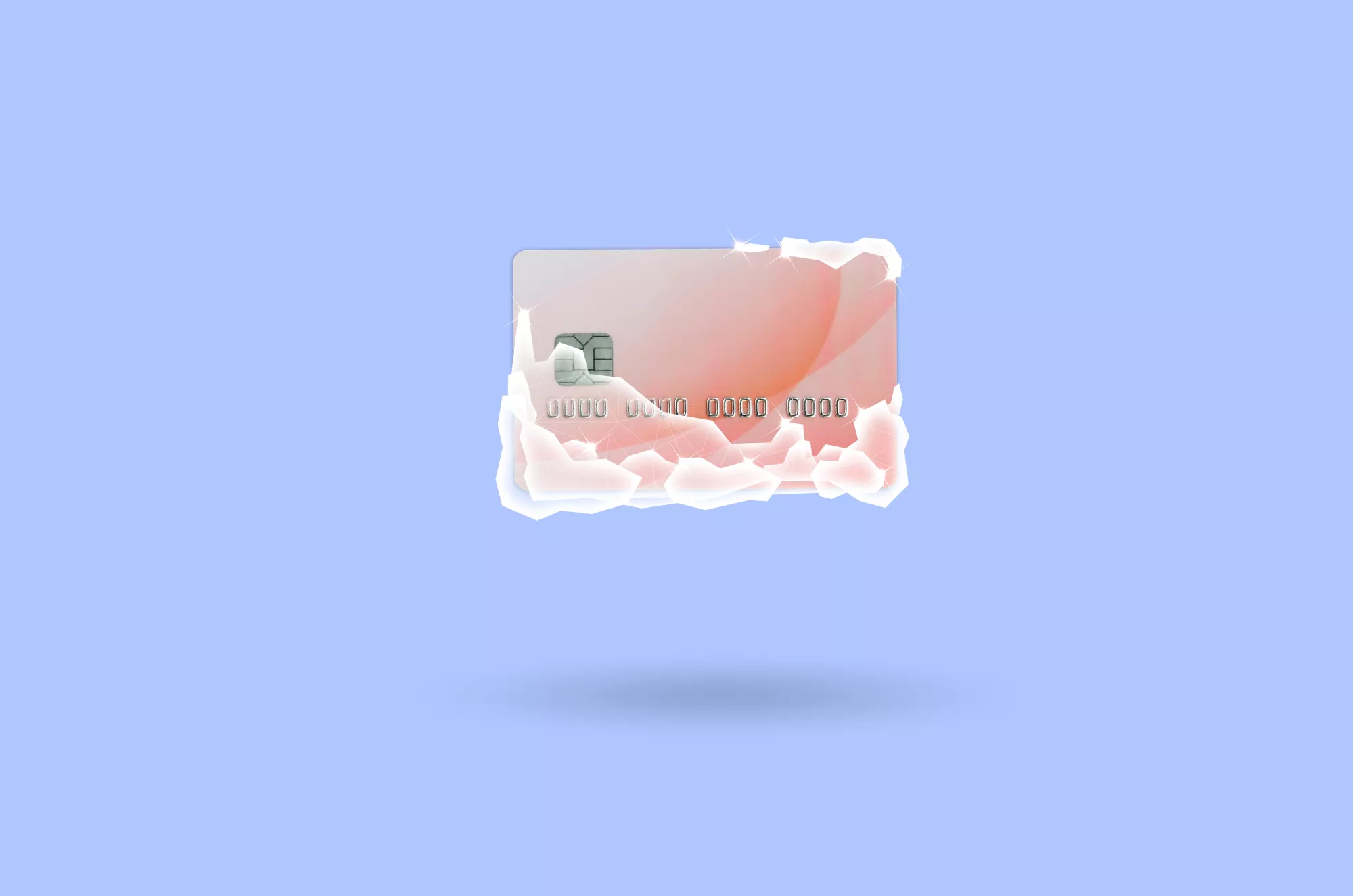frozen pink credit card needs to unfreeze credit against blue background