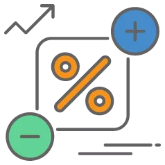 graphic icon of interest rates percentages impacted by business credit report