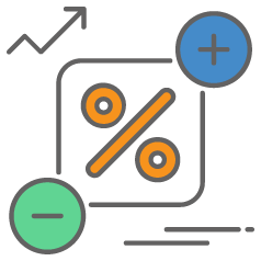 graphic of a percent sign icon representing Klarna fees and interests