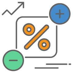 graphic of a percent sign icon representing Klarna fees and interests