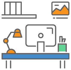 office life graphic icon representing elements of a credit policy