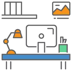 office life graphic icon representing elements of a credit policy