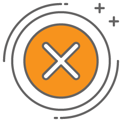 Graphic of an orange x-mark icon representing the cons of using Perpay