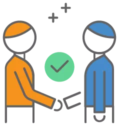 icon of two people talking to represent clear guidelines being communicated while creating a credit policy