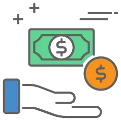 money falling into the palm of a hand graphic icon representing credit policies