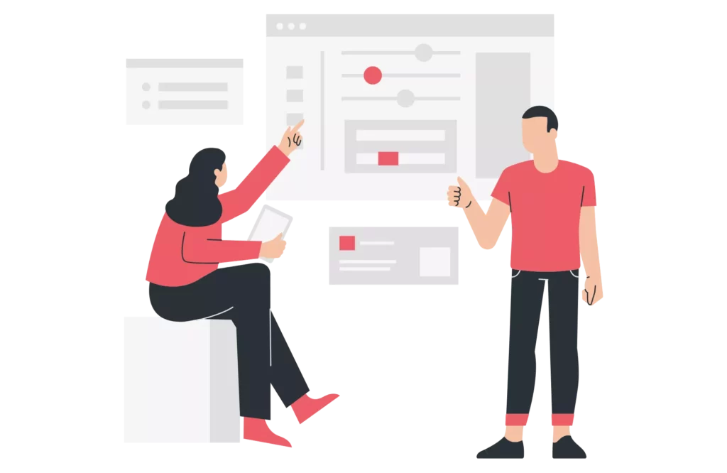 graphic of people in front of a report to show how the small business financial exchange is collecting data