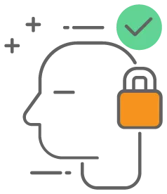 graphic icon of a person's head and lock representing transunion trueidentity for fraud protection