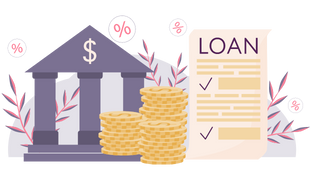Graphic of a bank and loan application representing reasons to unfreeze credit