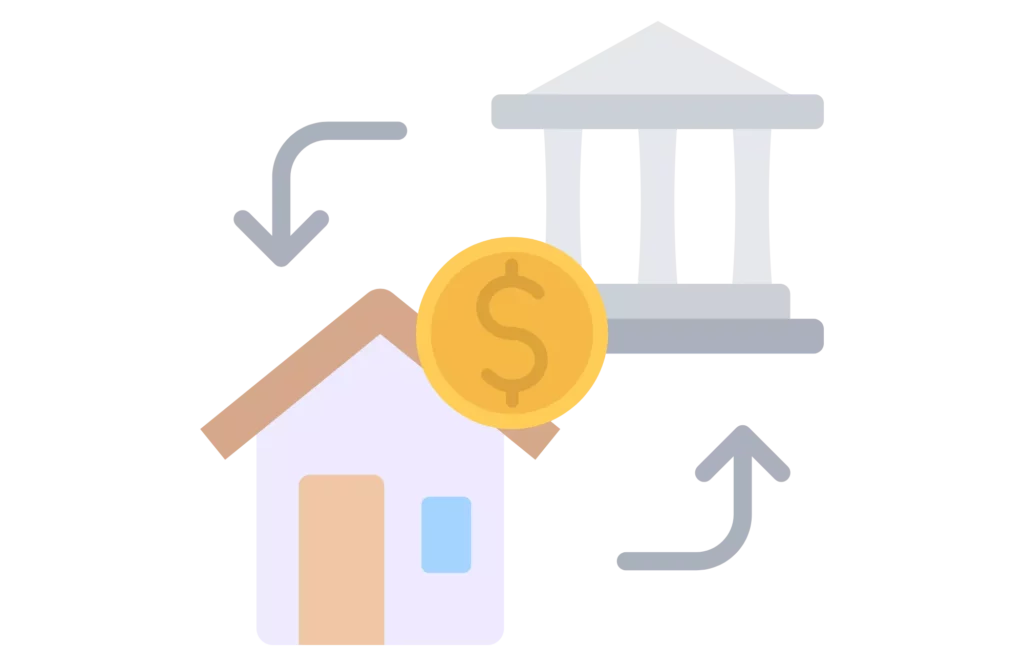 a graphic of a hand taking a house to be seized by a lender as collateral to show how the uniform commercial code works 