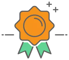 orange badge and ribbon