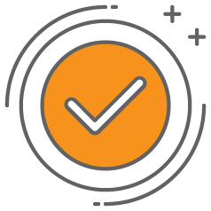 graphic icon of orange circle with white checkmark for way to prep for financial collapse
