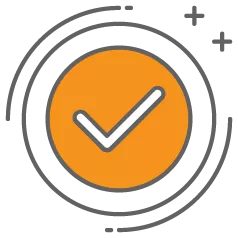 graphic icon of orange circle with white checkmark for way to prep for financial collapse