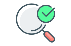 graphic of a magnifying glass and green check mark