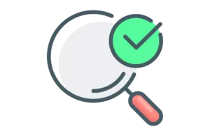 graphic of a magnifying glass and green check mark