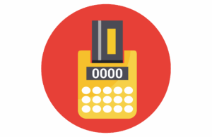 graphic of a yellow terminal and a card swiping on it after a customer chooses to use Affirm