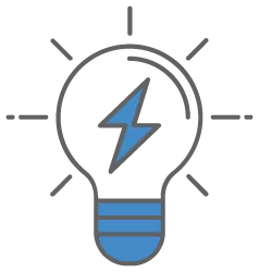 graphic icon of a blue lightbulb for net 30 account