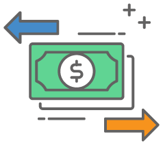 graphic icon of money flow occurring  in affirm payment plans
