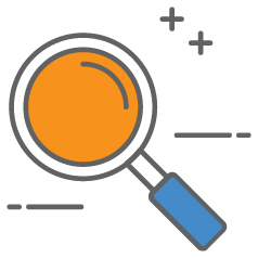 graphic icon of magnifying glass for credit score monitoring transunion and equifax reports