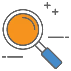 graphic icon of magnifying glass for credit score monitoring transunion and equifax reports