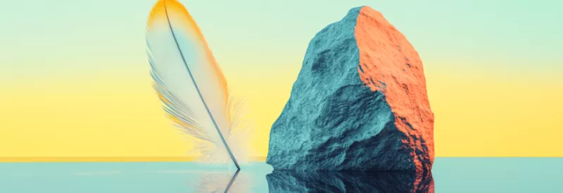 soft feather vs hard rock.