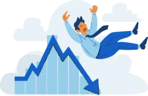 graphic of a man falling down a slope because he didn't know how to prepare for a recession