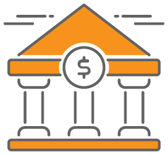 ACH bank graphic icon representing a method to accept payments