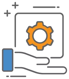 hand with gear graphic icon representing qr codes to take payments