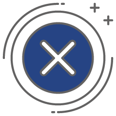 graphic icon of an x symbol to represent chargeback insurance not preventing chargebacks from happening