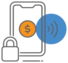 phone and lock graphic icon representing a method of taking payments online