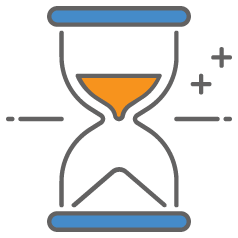hourglass graphic icon for timeline of return item chargeback