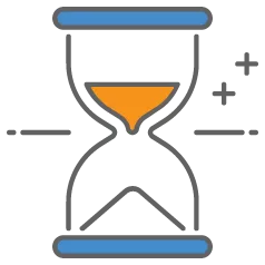 hourglass graphic icon for timeline of return item chargeback