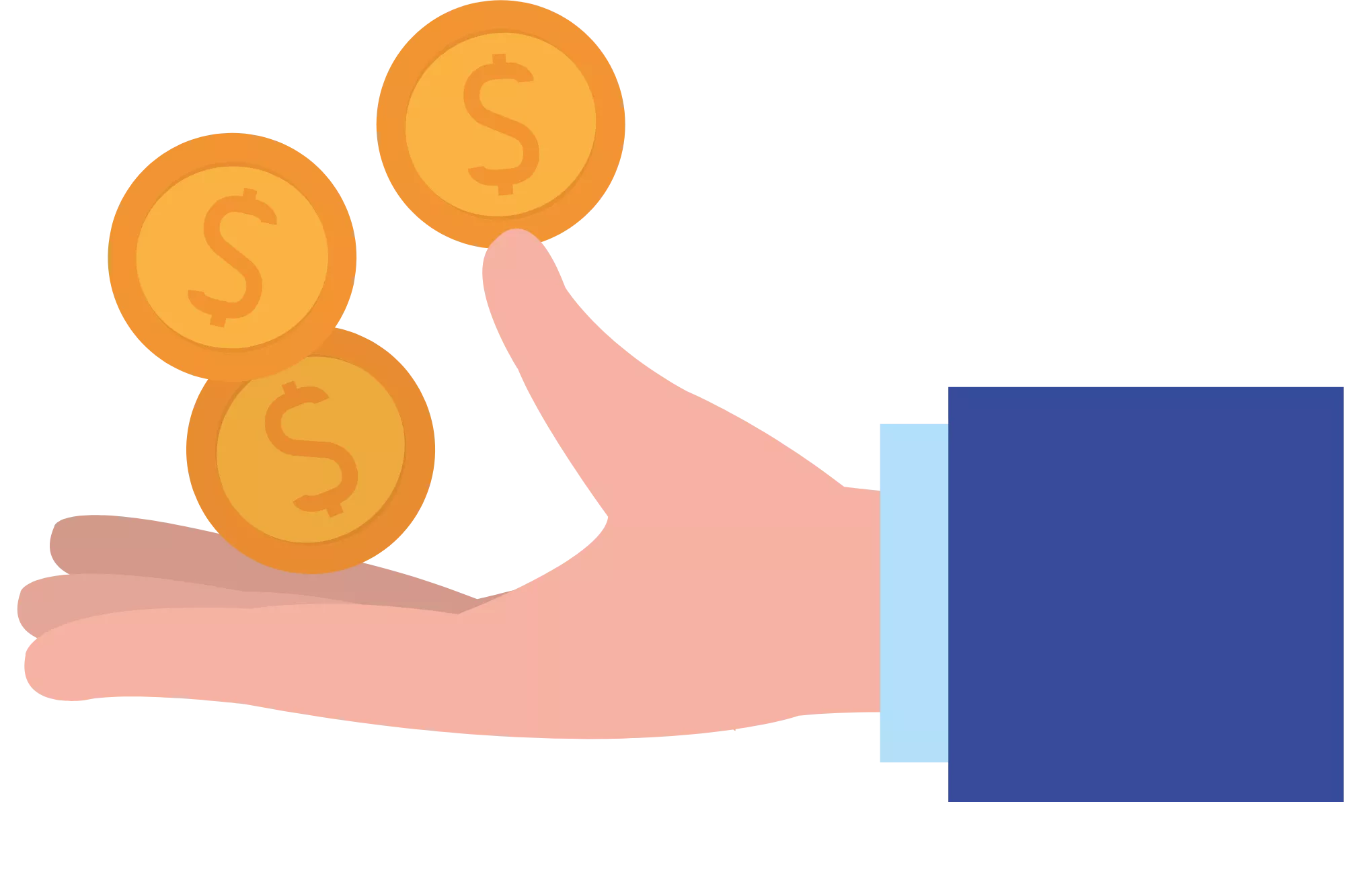 graphic icon of a hand holding coins to represent ebay payment dispute fees