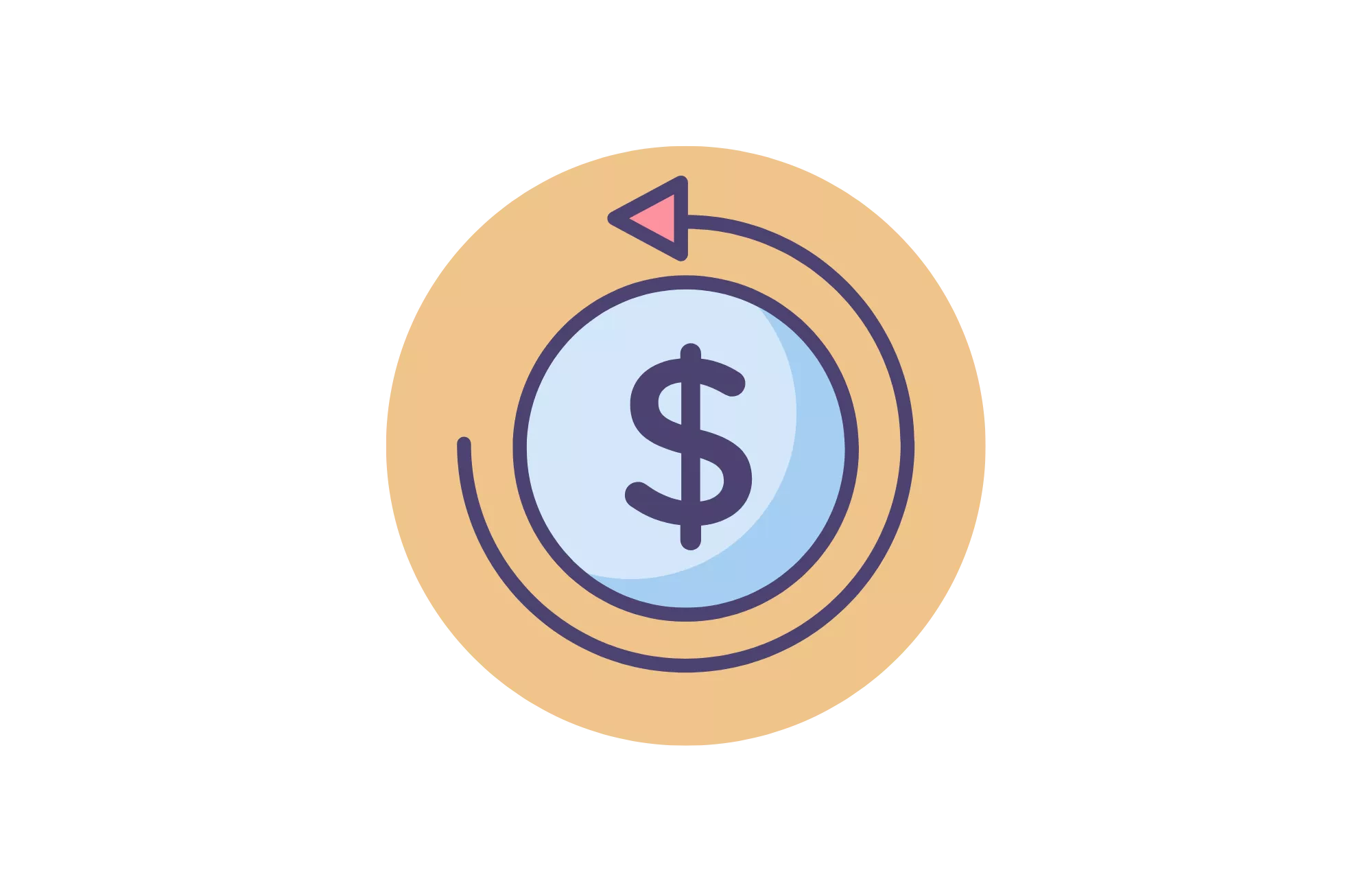 graphic of a money symbol with an arrow circling around it to show how a credit card chargeback works