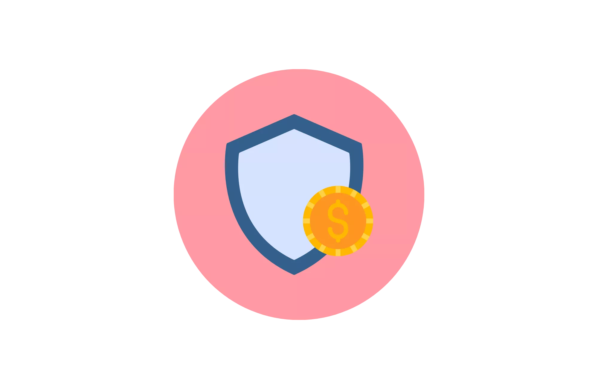 graphic of a shield with a coin in front of it to illustrate credit card chargeback protection