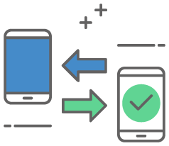 graphic icon of mobile devices transmitting data