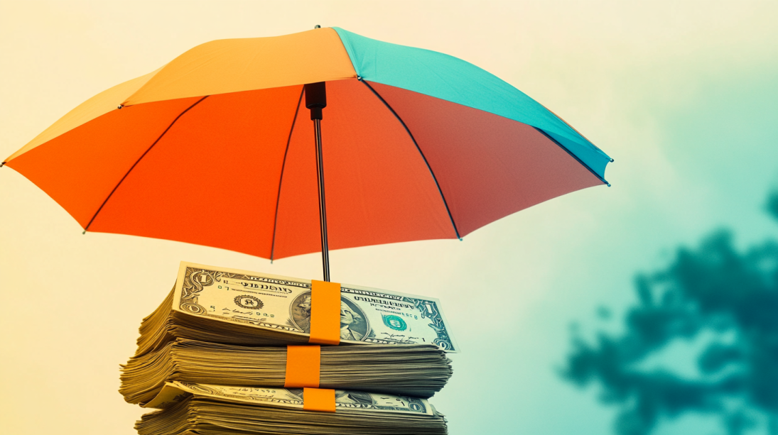 an umbrella over stacks of money to show that the fair credit billing act protects consumers