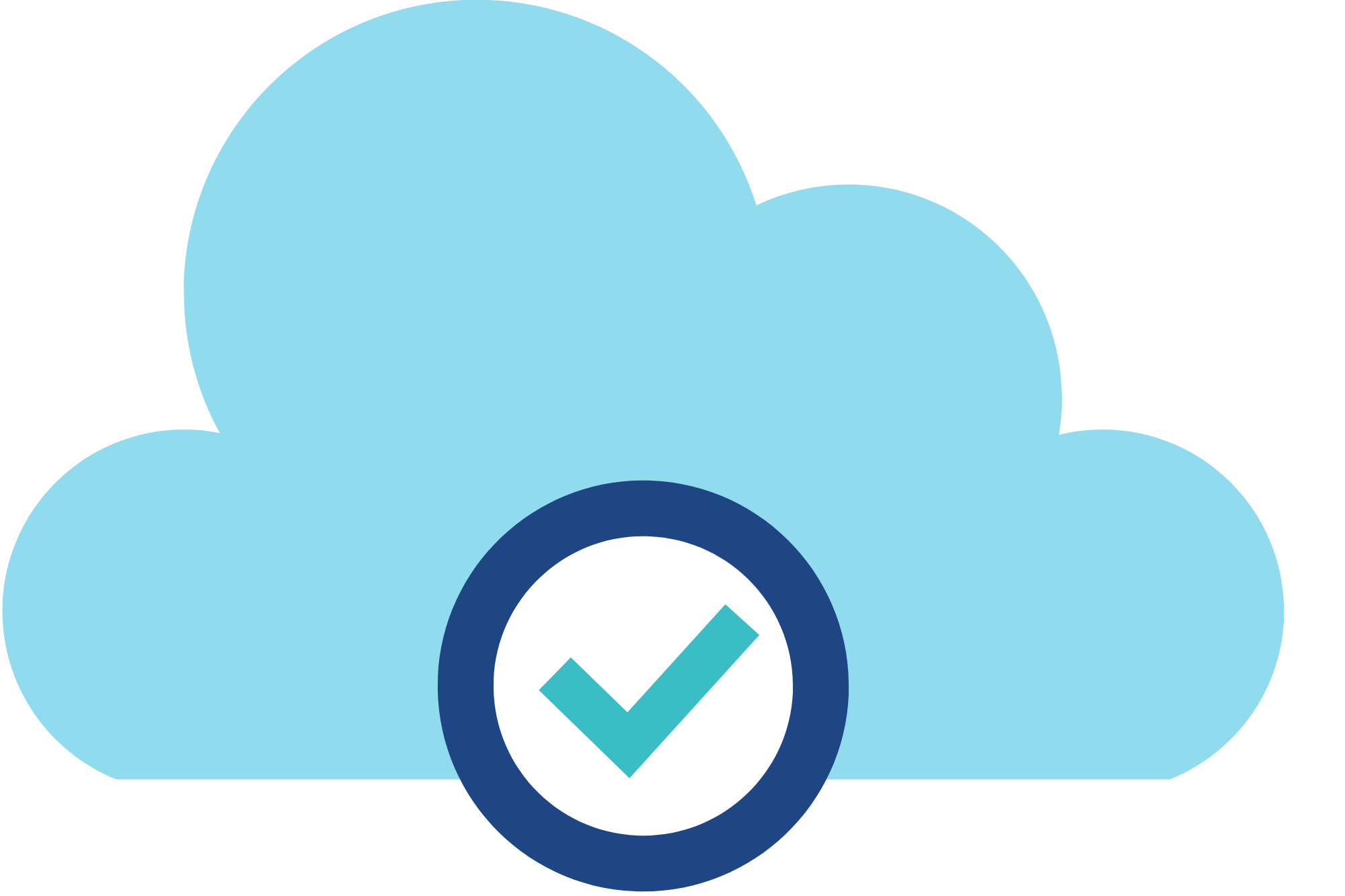 graphic icon of a cloud with a checkmark on it to represent how ebay protects sellers from an ebay chargeback