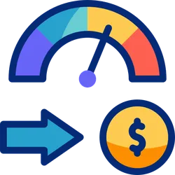 A credit sccore dial affected by revolving credit utilization.