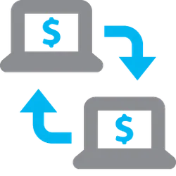 Two computers initiating an ACH transfer.