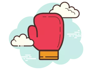 graphic of a red boxing glove in the sky surrounded by clouds and used to fight paypal chargeback fees