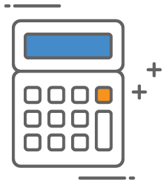graphic icon of a calculator to track bills and expenses