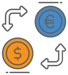 graphic icon showing currency conversion 
