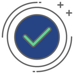 Graphic icon of a blue checkmark