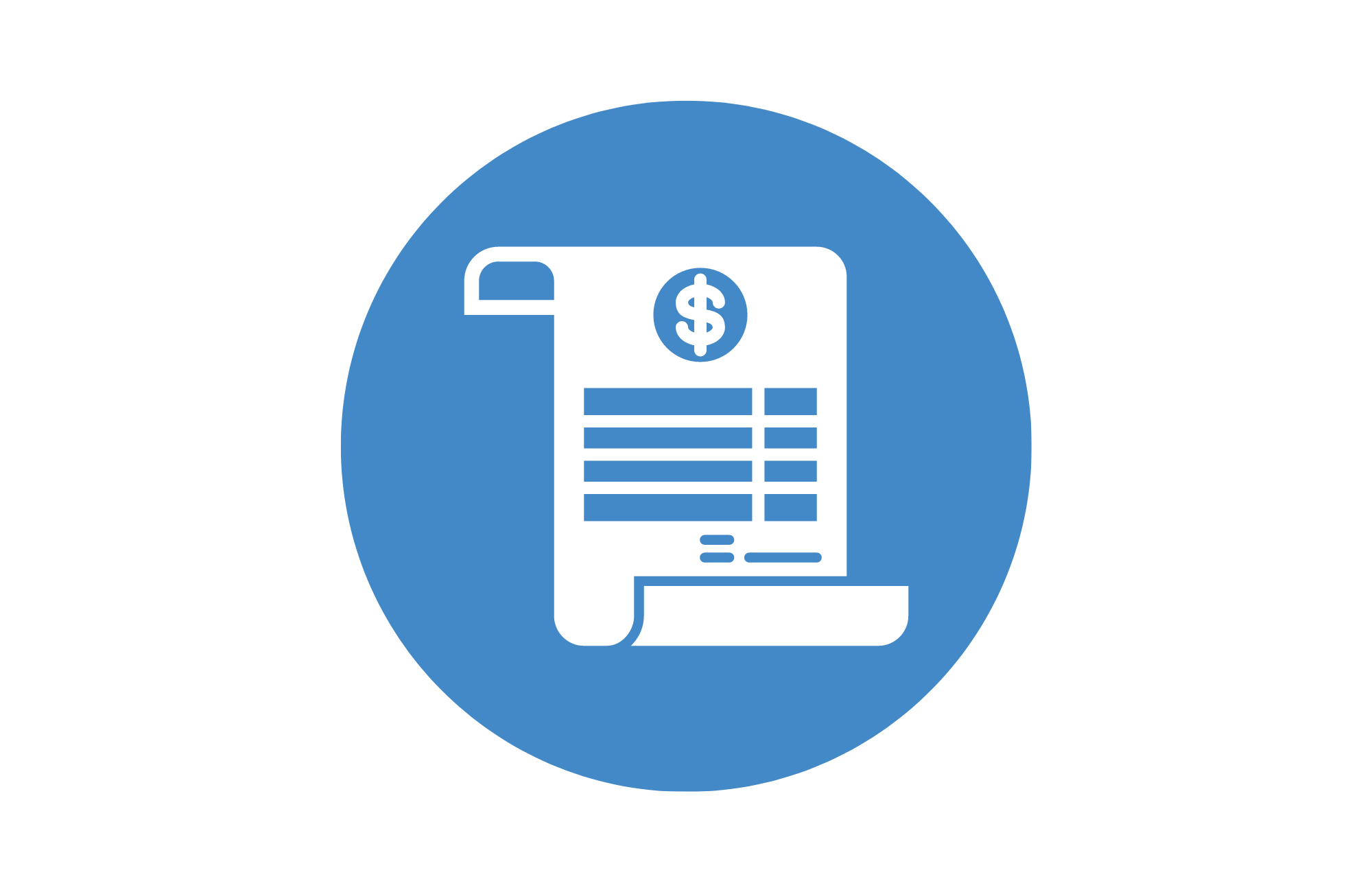 an invoice document in a blue circle