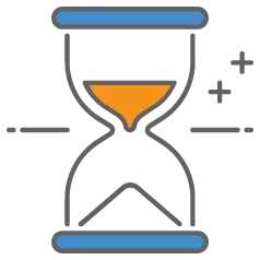 graphic icon of an hour glass