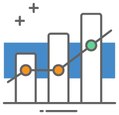 growth chat graphic icon of credit card percentage use