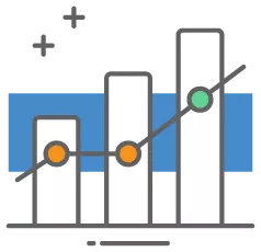 growth chat graphic icon of credit card percentage use