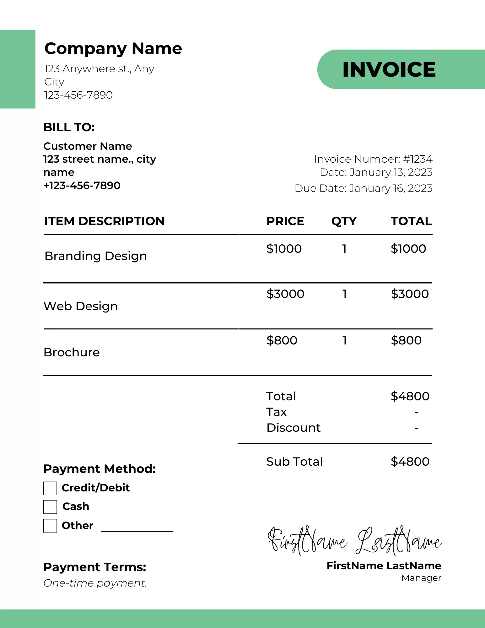 a document showing an invoice example and includes everything you need in an invoice
